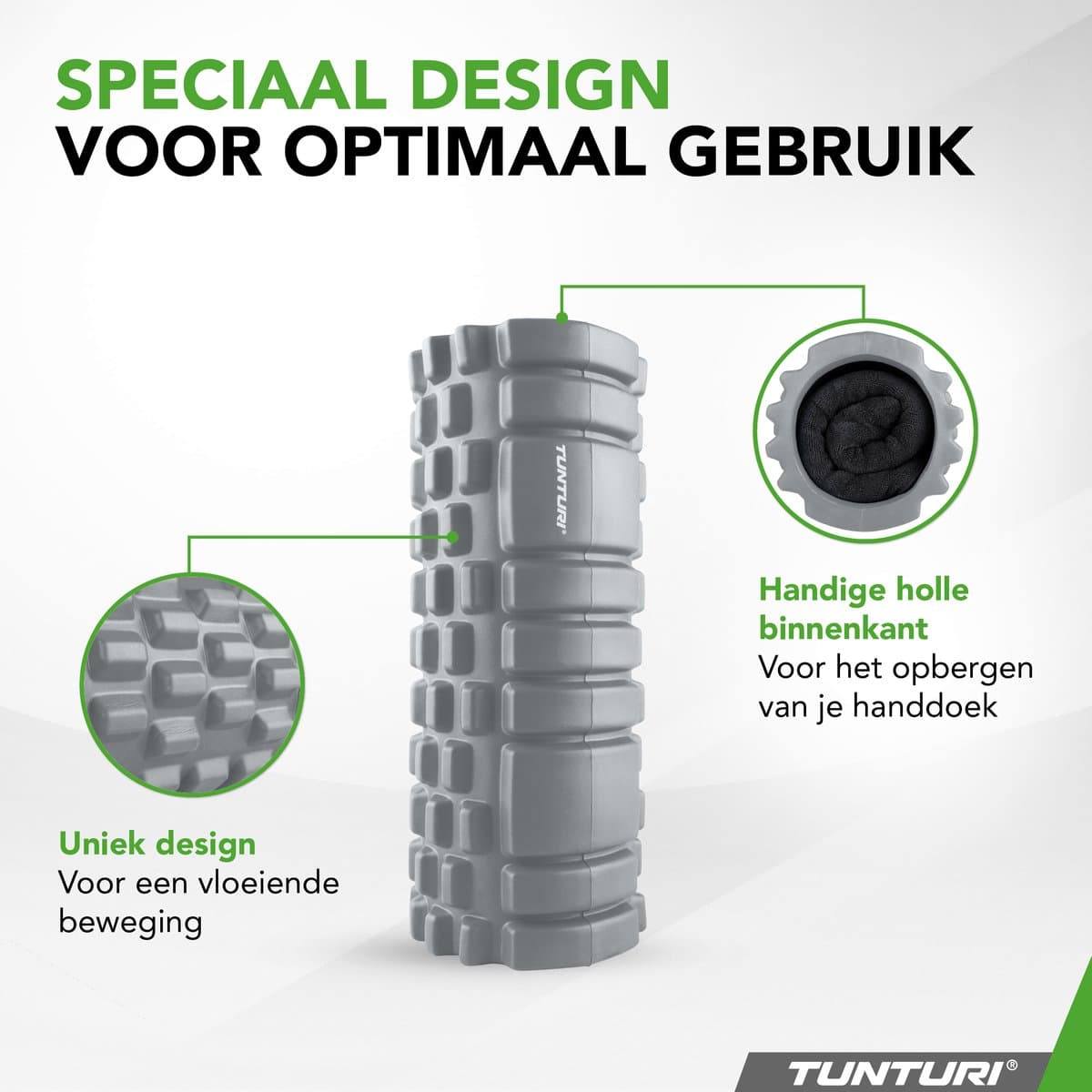 Tunturi Yoga Grid Foam Roller - Massage Roller - Foamroller - Fitness Roller - Grijs - 33cm - Incl. gratis fitness app thumbnail 7