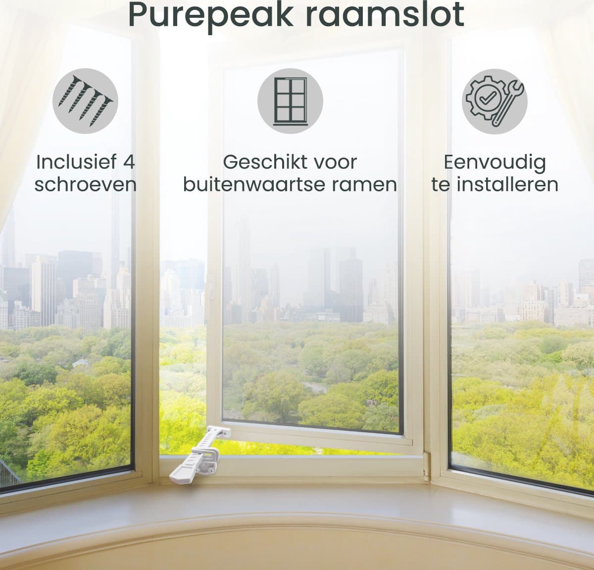 Purepeak Raamslot Kinderen - Raambegrenzer - Raambeveiliging - Kinderslot Raam - Raamvastzetter - Raamgrendel thumbnail 2
