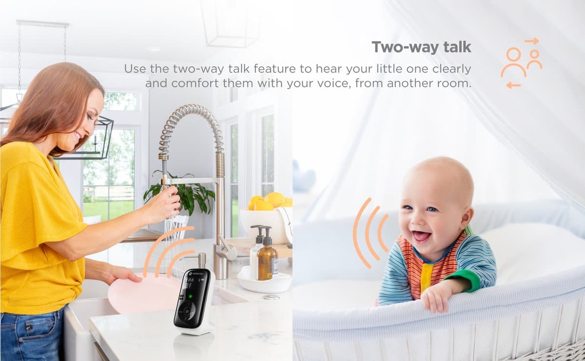 Motorola Baby Monitor PIP11 - 300m Bereik - Tweewegcommunicatie - Incl. Nachtlampje en Slaapliedjes - Wit thumbnail 3