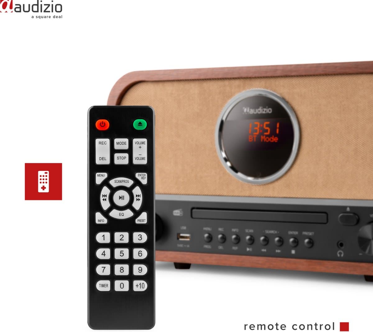 DAB radio met CD speler - Audizio Salerno - Retro radio met Bluetooth en mp3 speler - Stereo - 40W thumbnail 7
