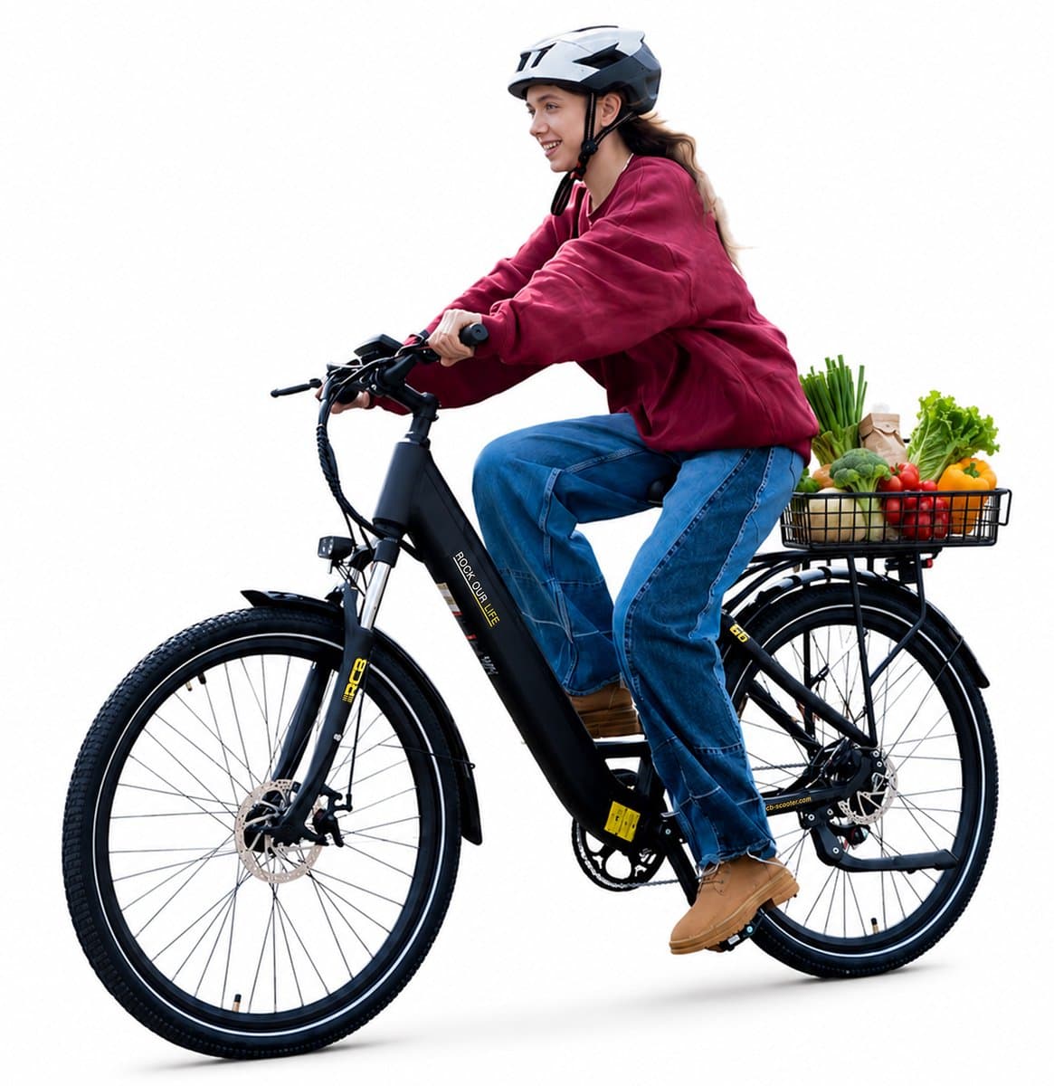RG6 Elektrische Fiets dames, 60-80 km Trendy City Commuter EBike, 27.5 Inch, 250W, 7 versnellingen, met App en NFC,blauw thumbnail 8