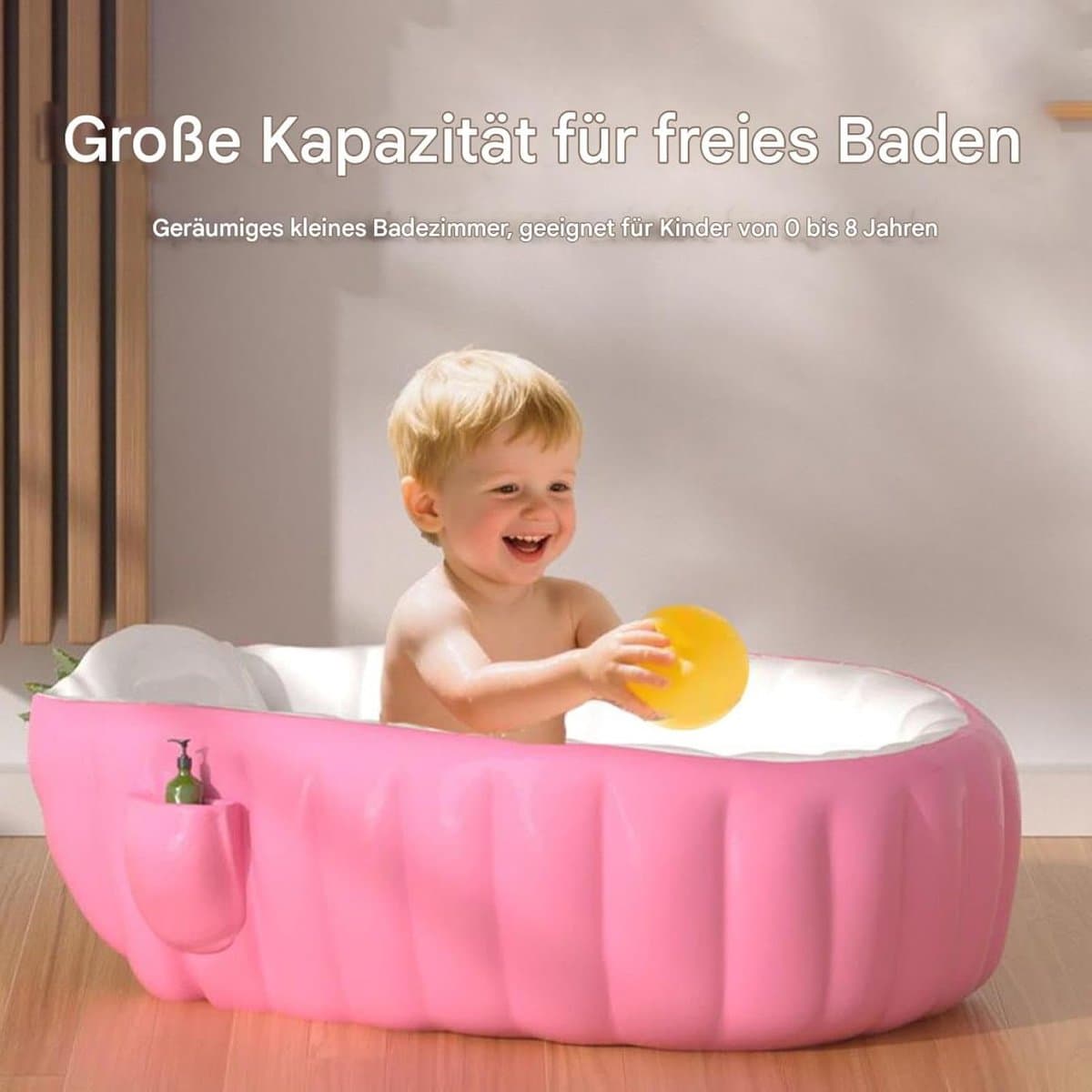Babybadkuip Peuterbad - Opblaasbaar Douchebak - Veilig Baden - Antislip Onderkant - 98 x 64 x 28 cm - Roze thumbnail 5