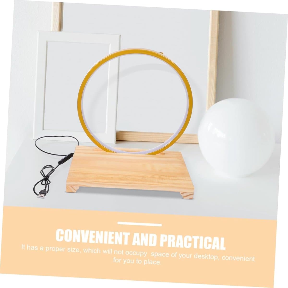 Decoratieve Standaard - Verlicht Voetstuk - Ornamenten Presenteren - LED Lichtring - 30 x 30 x 20 cm - Goud thumbnail 3