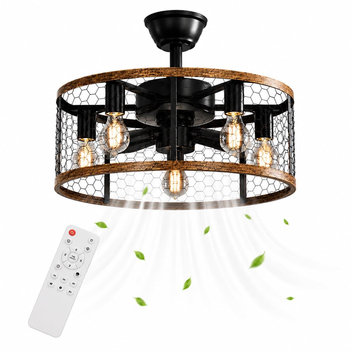 WERYOU® illuminAIR Plafondventilator - Plafonniere - Plafondventilator met Afstandsbediening - Plafondlamp - Plafond ventilator met Verlichting - Ventilator lamp