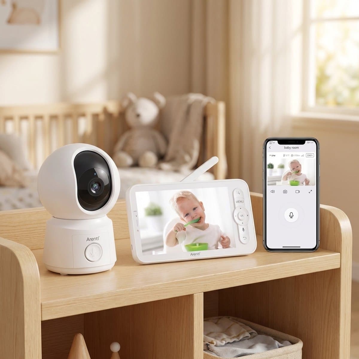 Arenti AINANNY B2 Kit Wifi Baby Monitor - Babyfoon Met Camera - Babyfoon met 5 inch scherm - Full HD Resolutie - Slaapliedjes - Temperatuur - Alexa & Google thumbnail 4