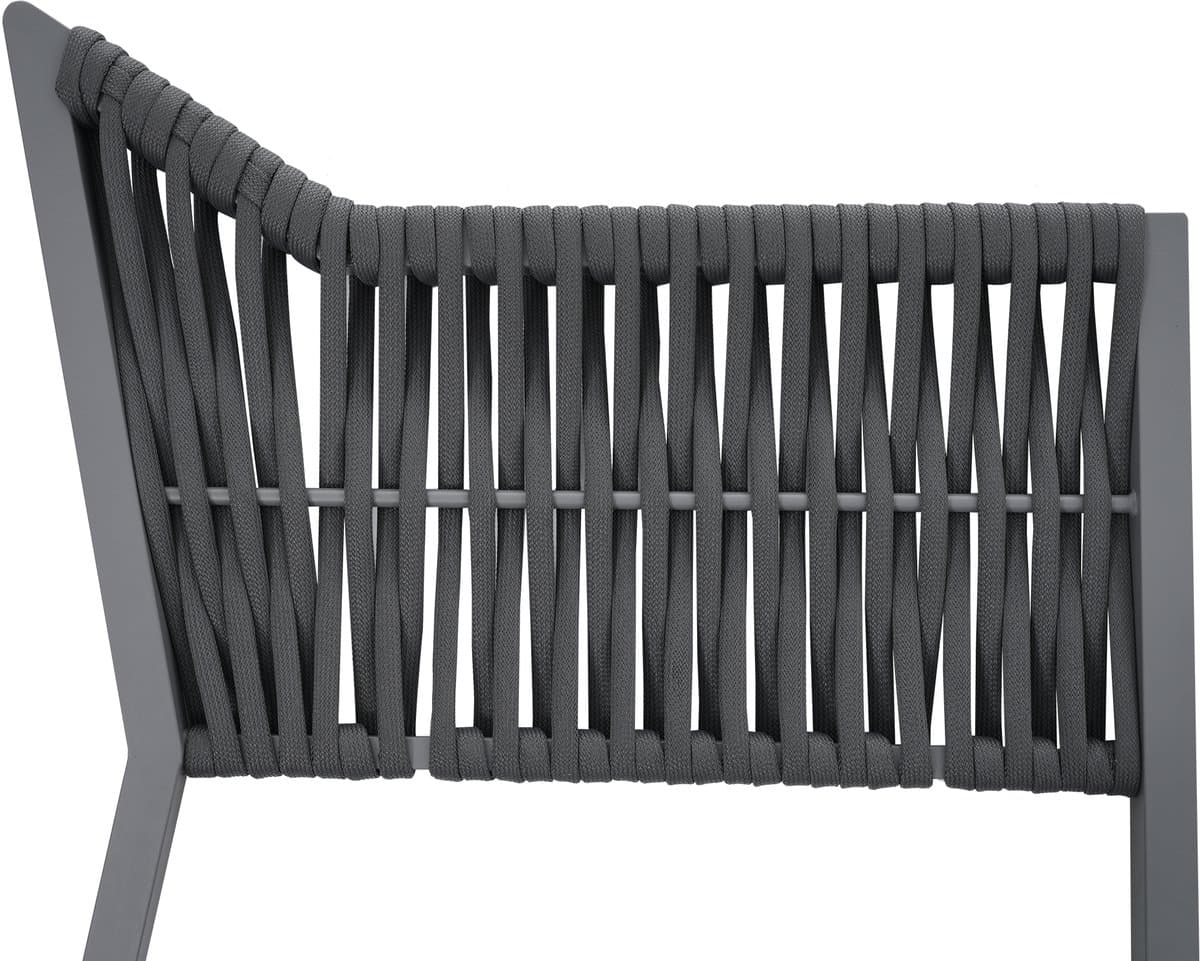 Tuin eettafel en stoelen set - voor 6 personen - hoekig - glazen tafelblad - handgeweven touw - twee koffietafels en een bank - grijs thumbnail 8