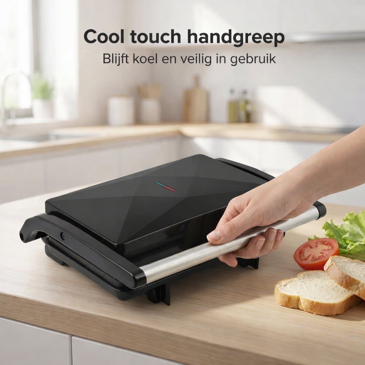 Tosti Apparaat – Contactgrill voor 2 Tosti’s – Uitklapbaar – Panini Grill thumbnail 6