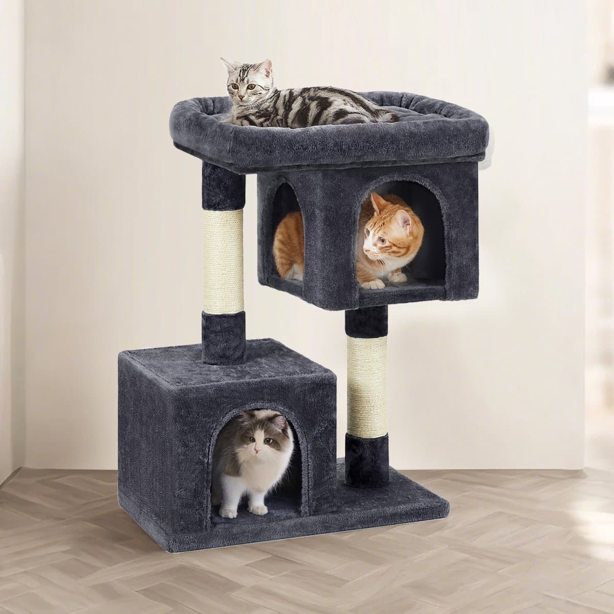 Feandrea PCT61GV2 - Krabpaal voor Katten - Met Groot Uitkijkplatform - 2 Kattenhuisjes - Krabpalen thumbnail 5