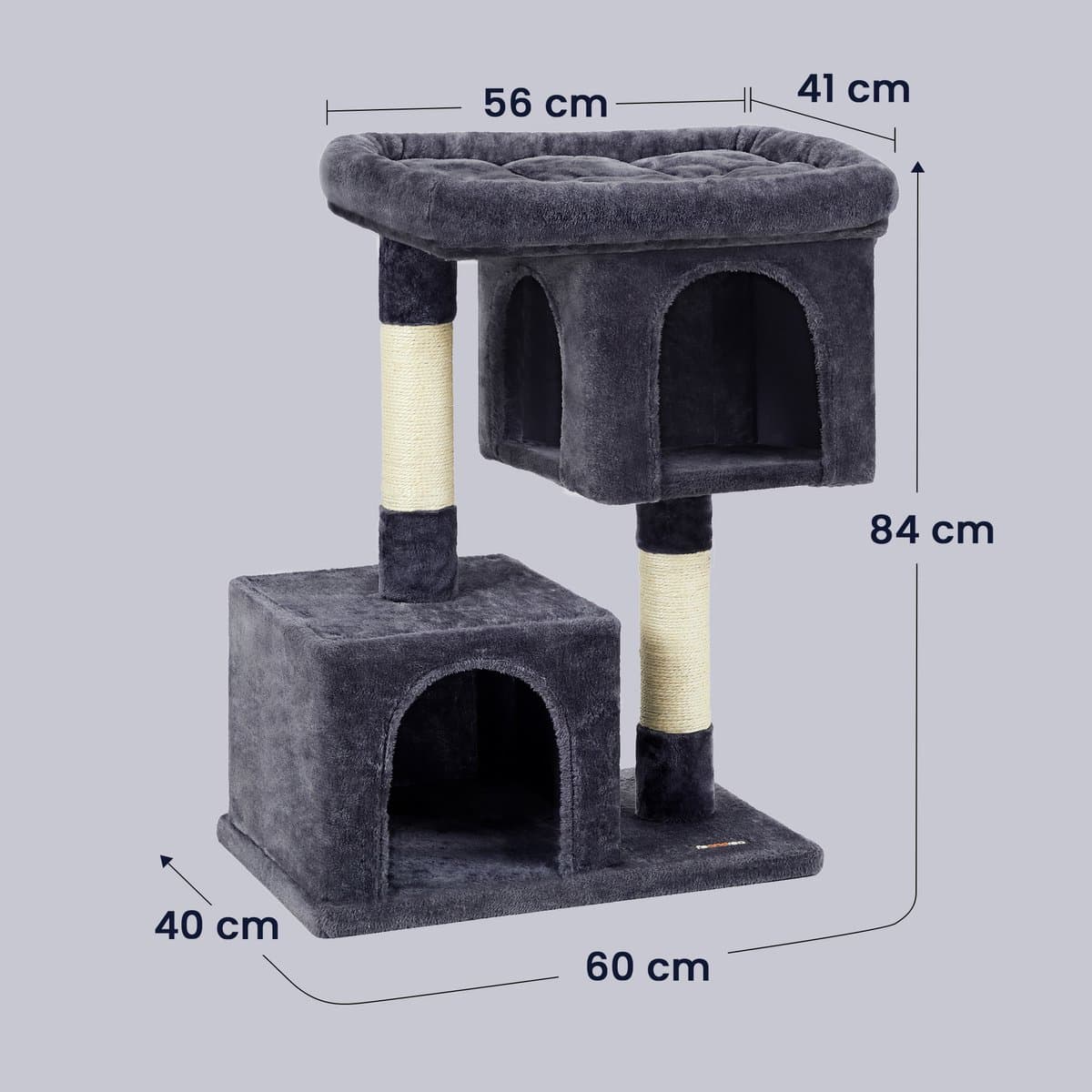 Feandrea PCT61GV2 - Krabpaal voor Katten - Met Groot Uitkijkplatform - 2 Kattenhuisjes - Krabpalen thumbnail 4
