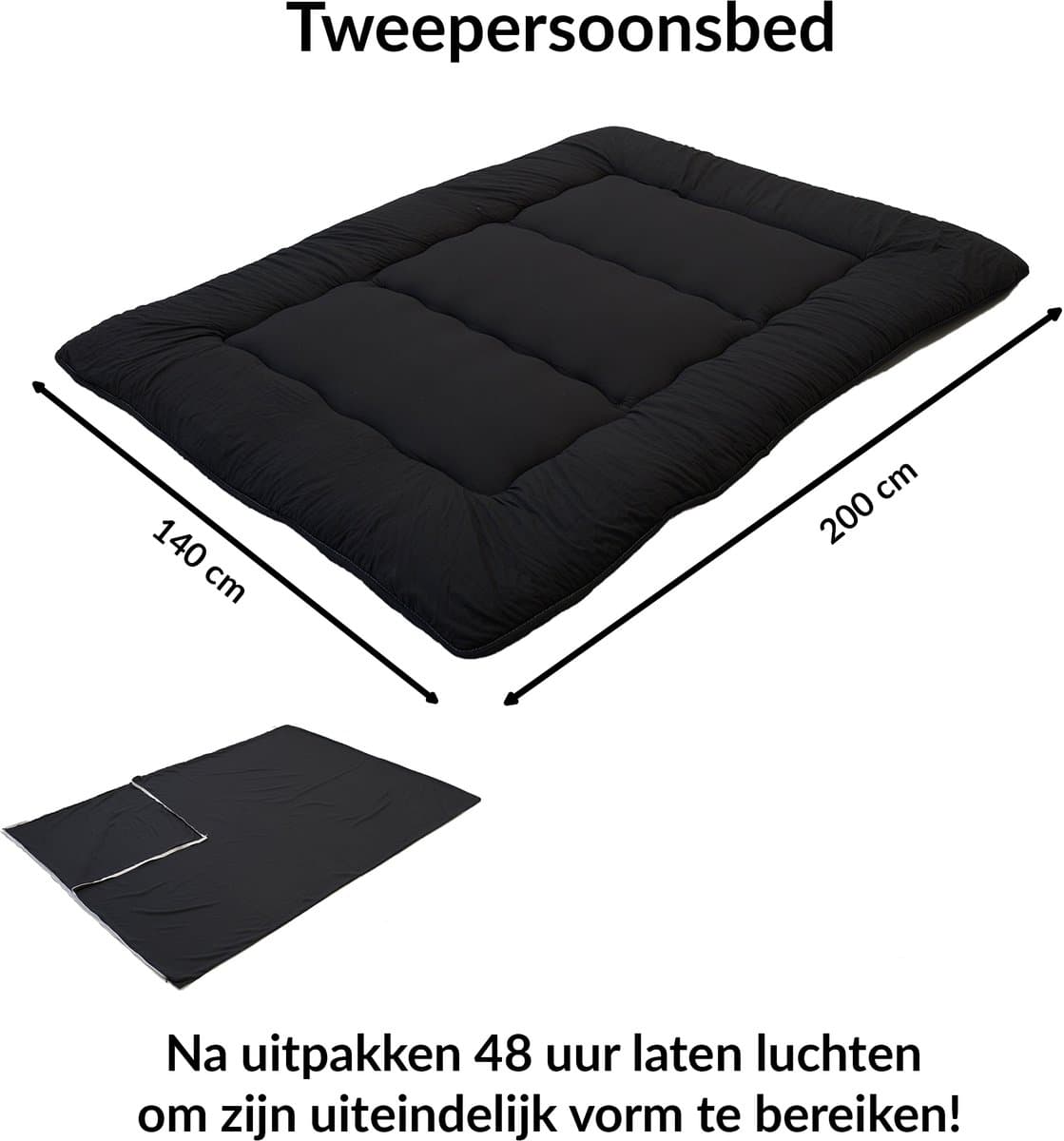 Futon Matras - Tatami Mat - Japans Vloermatras - Draagbaar en Oprolbaar Futon Matras -Comfortabele Slaapmatras - Futon Bed - Japanse Futon - Tweepersoons Futon Matras 140x200 thumbnail 2
