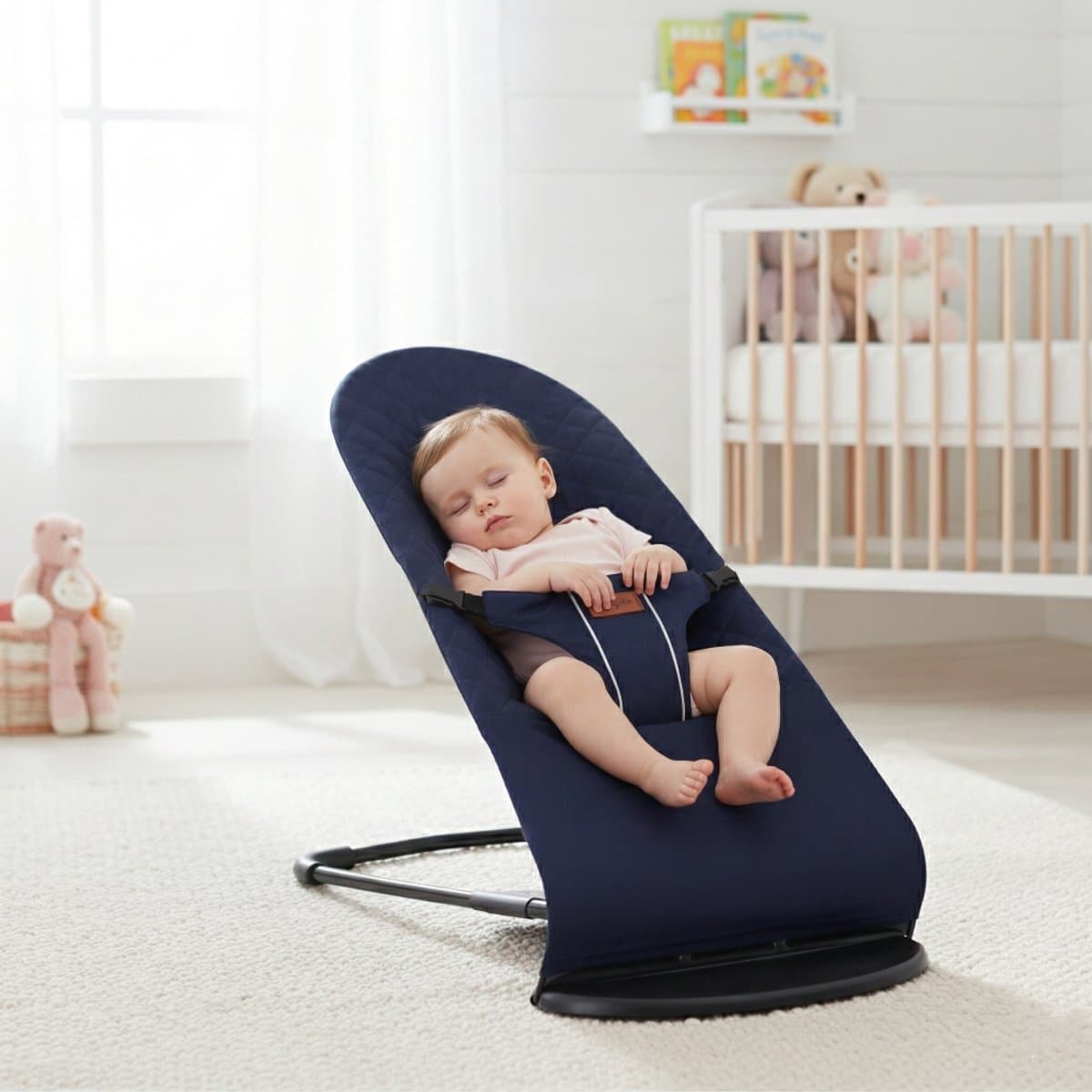 BayBoo Wipstoel Blauw - Baby Bouncer - Makkelijk Meenemen - Swing Stoel thumbnail 4