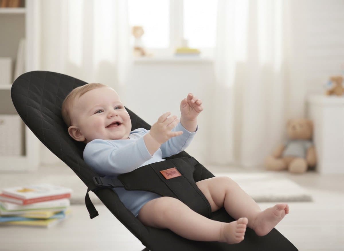 BayBoo Wipstoel Zwart - Baby Bouncer - Makkelijk Meenemen - Swing Stoel thumbnail 5