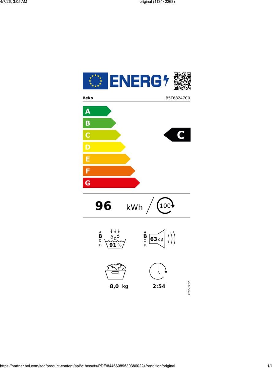 Beko B5T68247C0-1 Warmtepomp droger Hybride + 3 Jaar Gratis Extra Garantie thumbnail 2