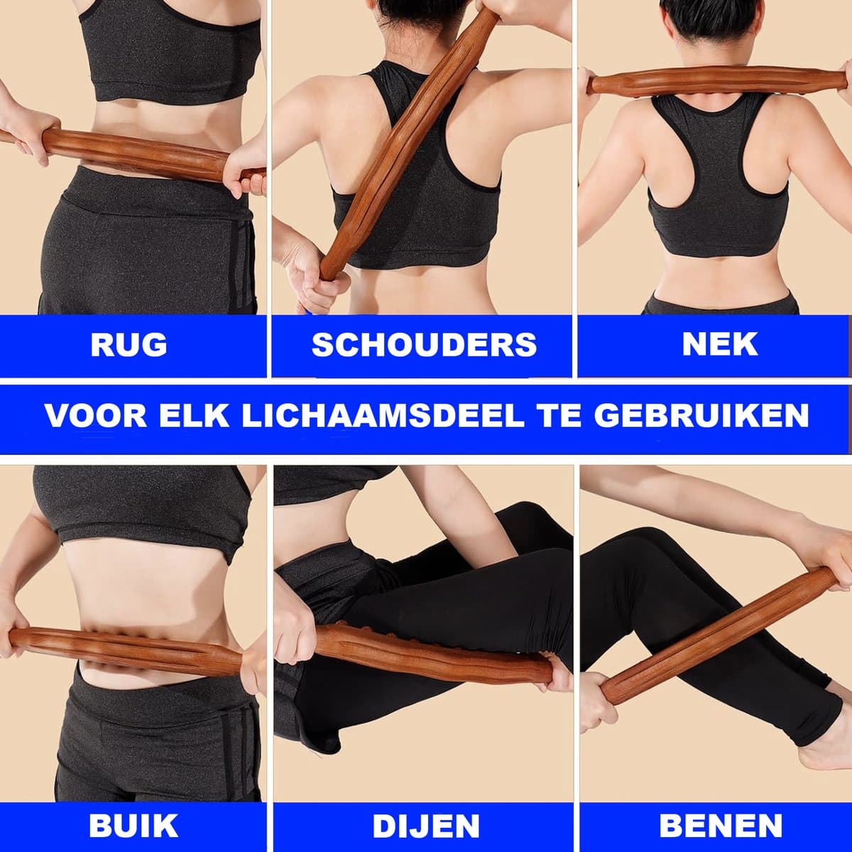 Shiva Massage Stok - Shiva Guasha Staaf - Shiva Gua Sha Houten Staaf - Cellulitis - RugMassage - Massage Apparaat - Rug/Nek/Schouder/Buik/Taille/Armen/Benen - Massage Stok Hout - Houten Massage Stok - 1 Stuk - Gua Sha Massage Stick thumbnail 3