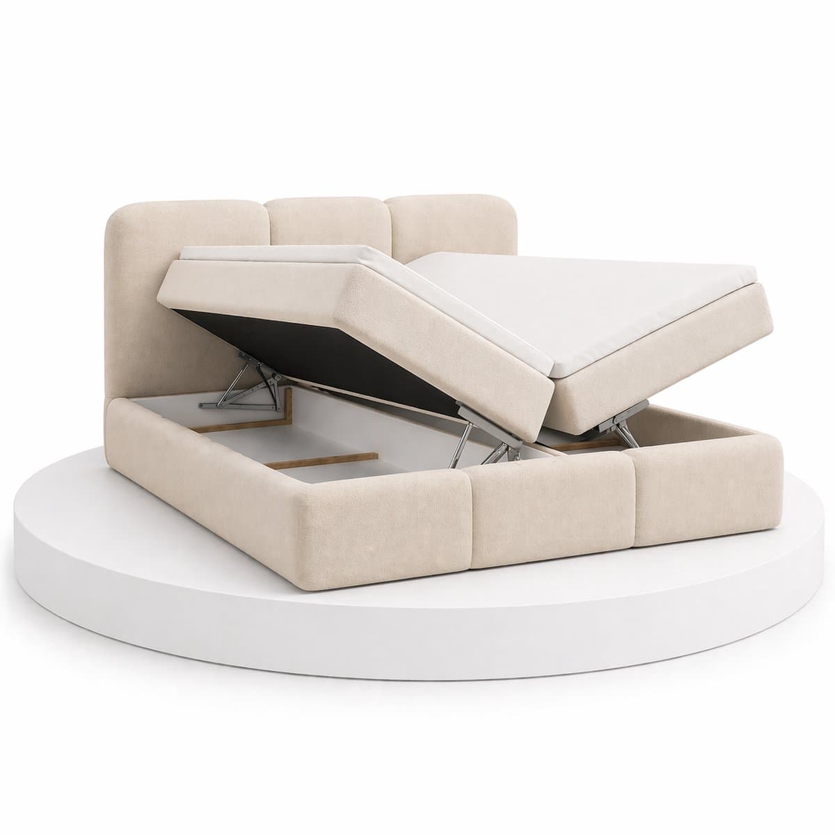 Japandi Bed Hikari - 160x200 Compleet - Boxspring met opbergruimte - Taupe - BalBedden thumbnail 4