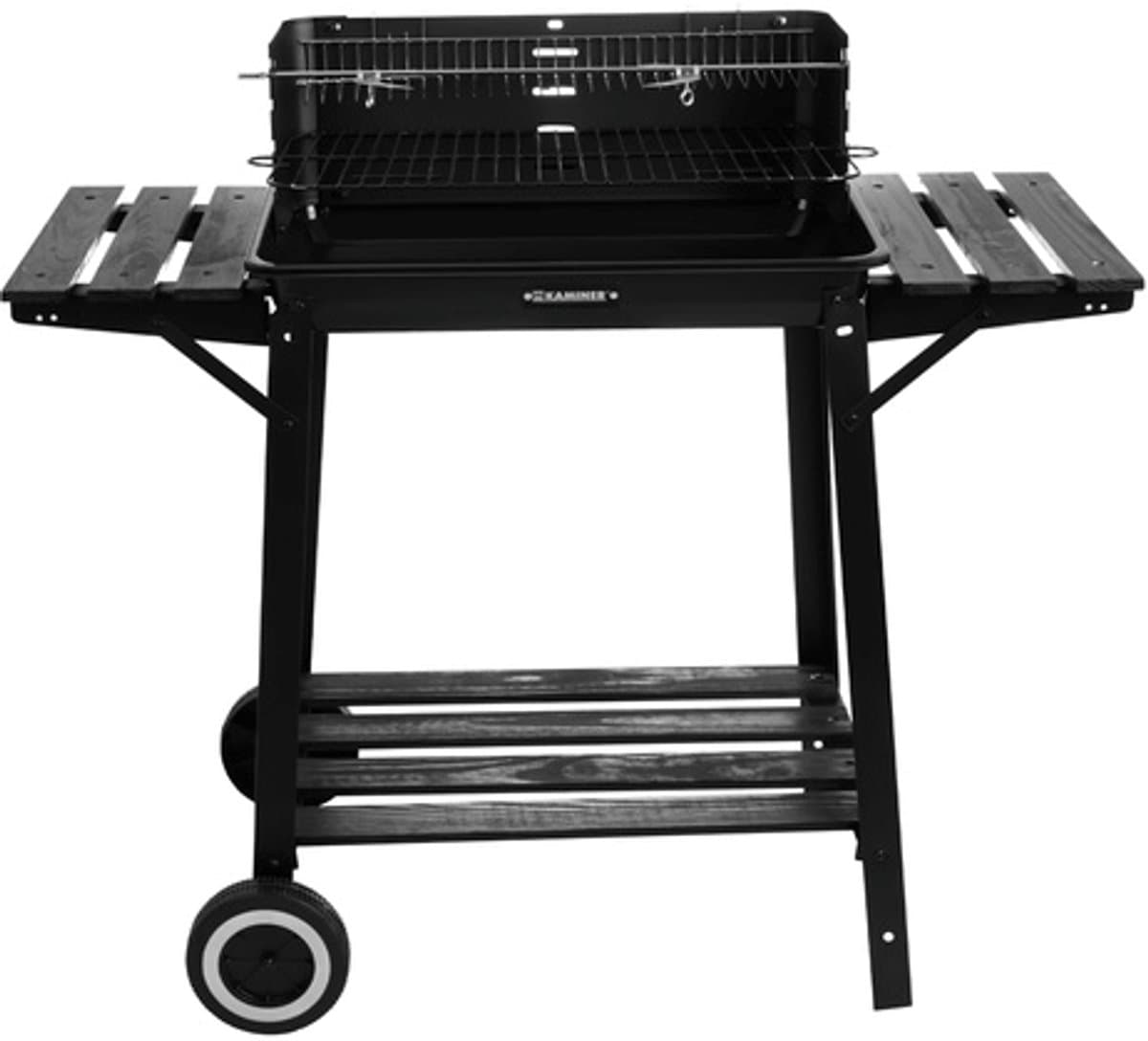 Houtskool BBQ Grill met Draaispit - Warmhoudrooster - Zijtafels - Tuingrill Zwart - bbq houtskool - 62552 thumbnail 3
