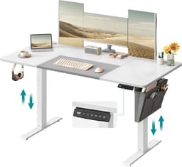 Productfoto van SONGMICS - Zit-Sta Bureau - Elektrisch - Traploos Verstelbaar - Geheugenfunctie met 4 Hoogtes