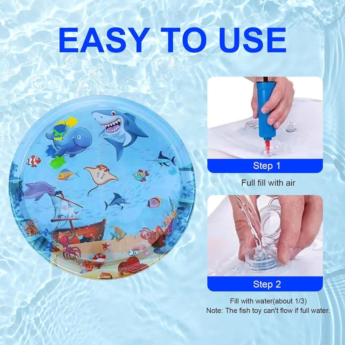Waterspeelmat – Watermat – Speelkleed – Opblaasbaar – Waterspeelgoed Baby - Kraamcadeau - zomermat - Interactieve Speelmat - Watermat voor Peuters, Katten en Kleine Honden - met gratis luchtpomp thumbnail 4