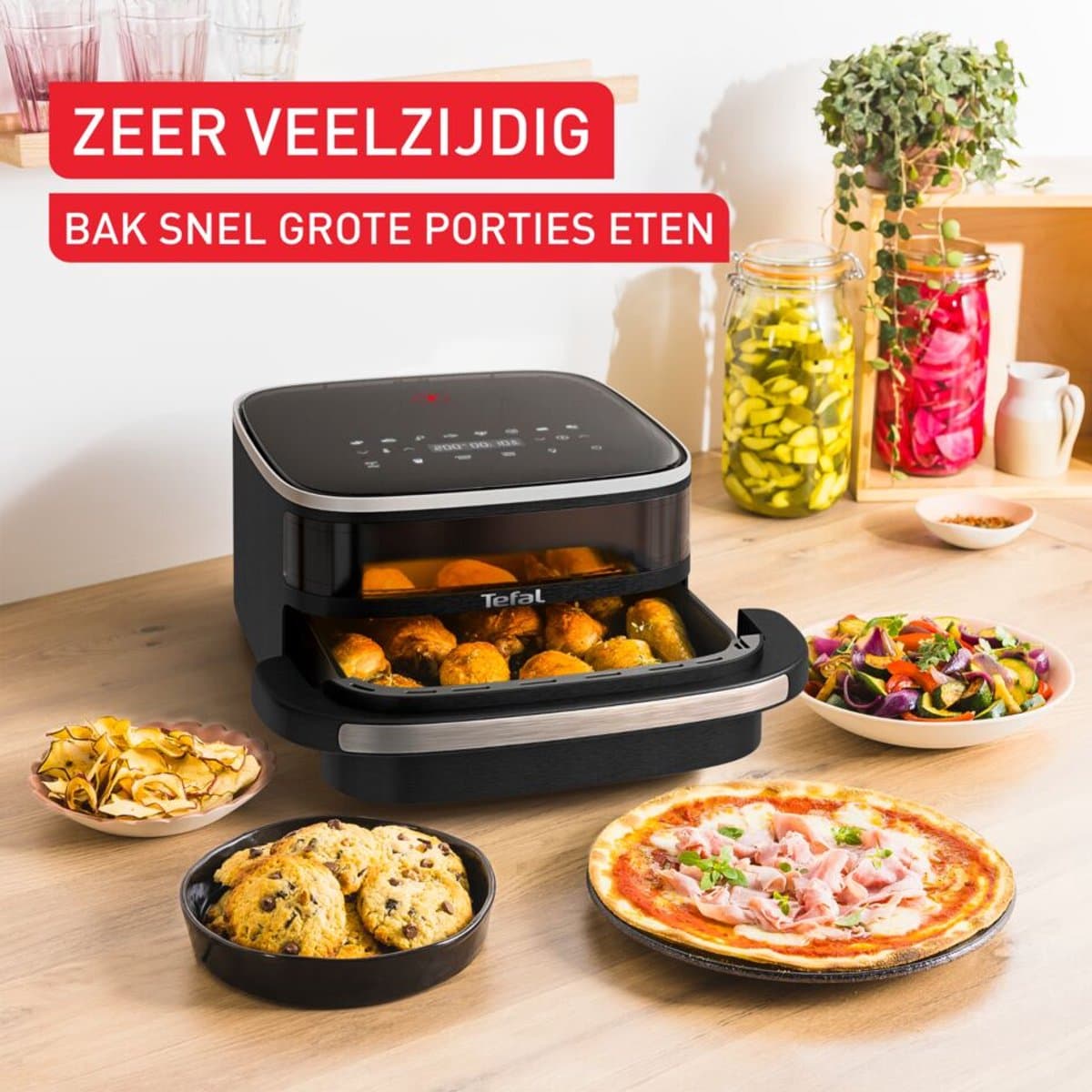 Tefal Easy Fry XL Surface FW4018 - Airfryer 4L - Pizza Tot 27 cm - 10 Programma's - Extra-Crisp - 70% Energiebesparing - Voor 4 Personen thumbnail 3