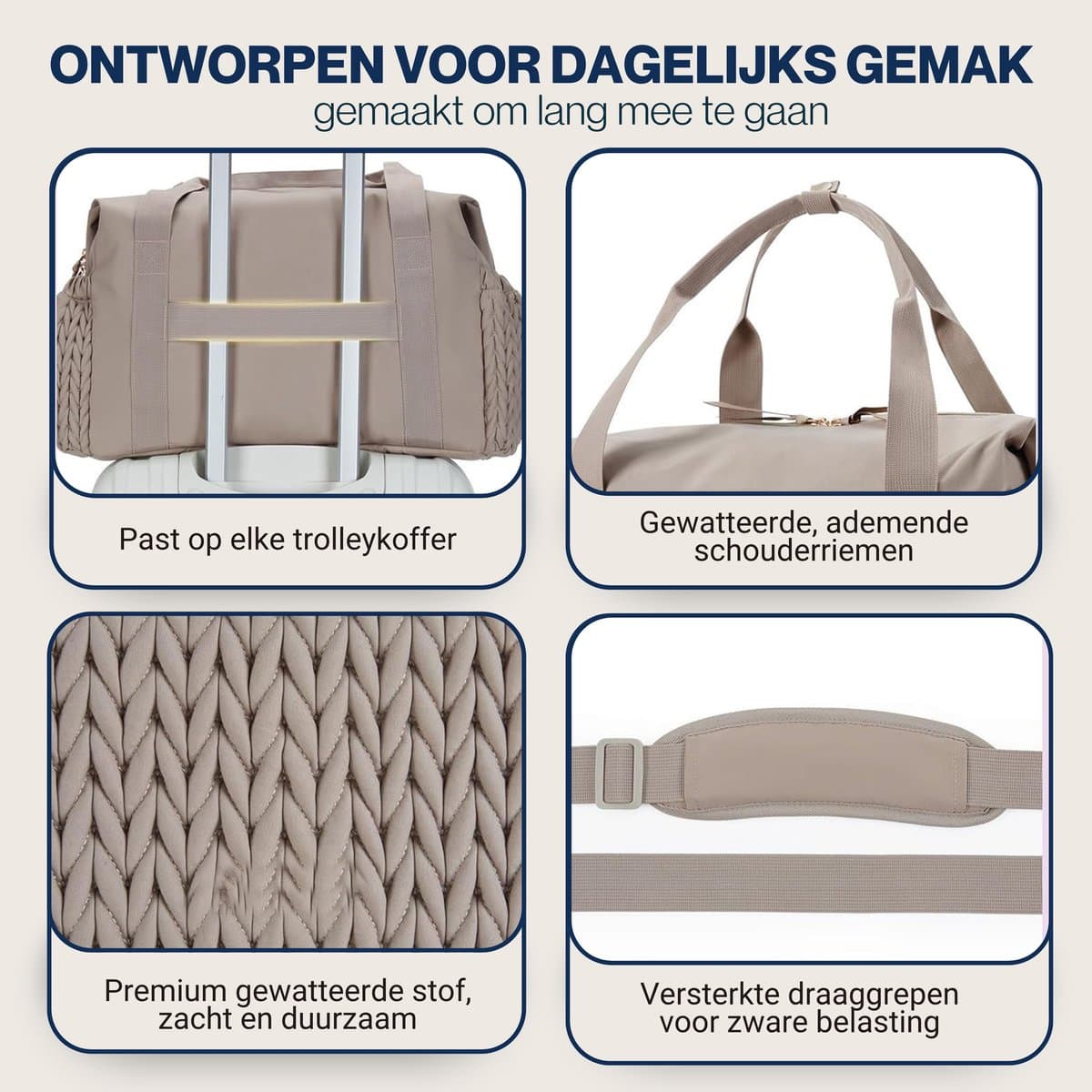 Qrenova Luiertas Groot – Inclusief verschoonmatras - Baby Verzorgingstas – 3 Draagmogelijkheden – Unisex – Beige thumbnail 3