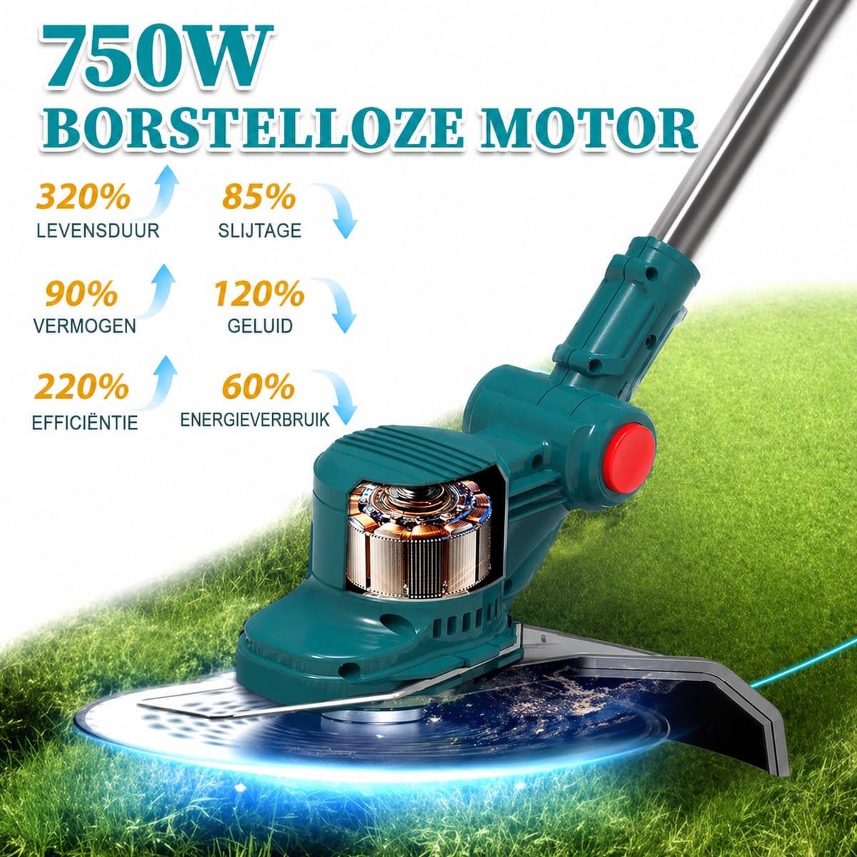 750W 4-in-1 accu-grastrimmer HY-08 thumbnail 2