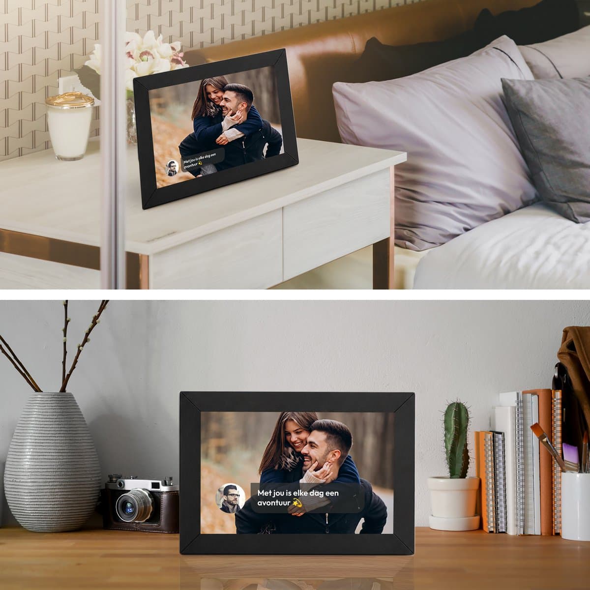Digitale fotolijst met WiFi en Frameo App - 10.1 inch HD+ IPS Display - Fotokader met Touchscreen - 16GB - Zwart - Frameo digitale fotolijst - digitale fotokader - digitaal fotolijstje thumbnail 5