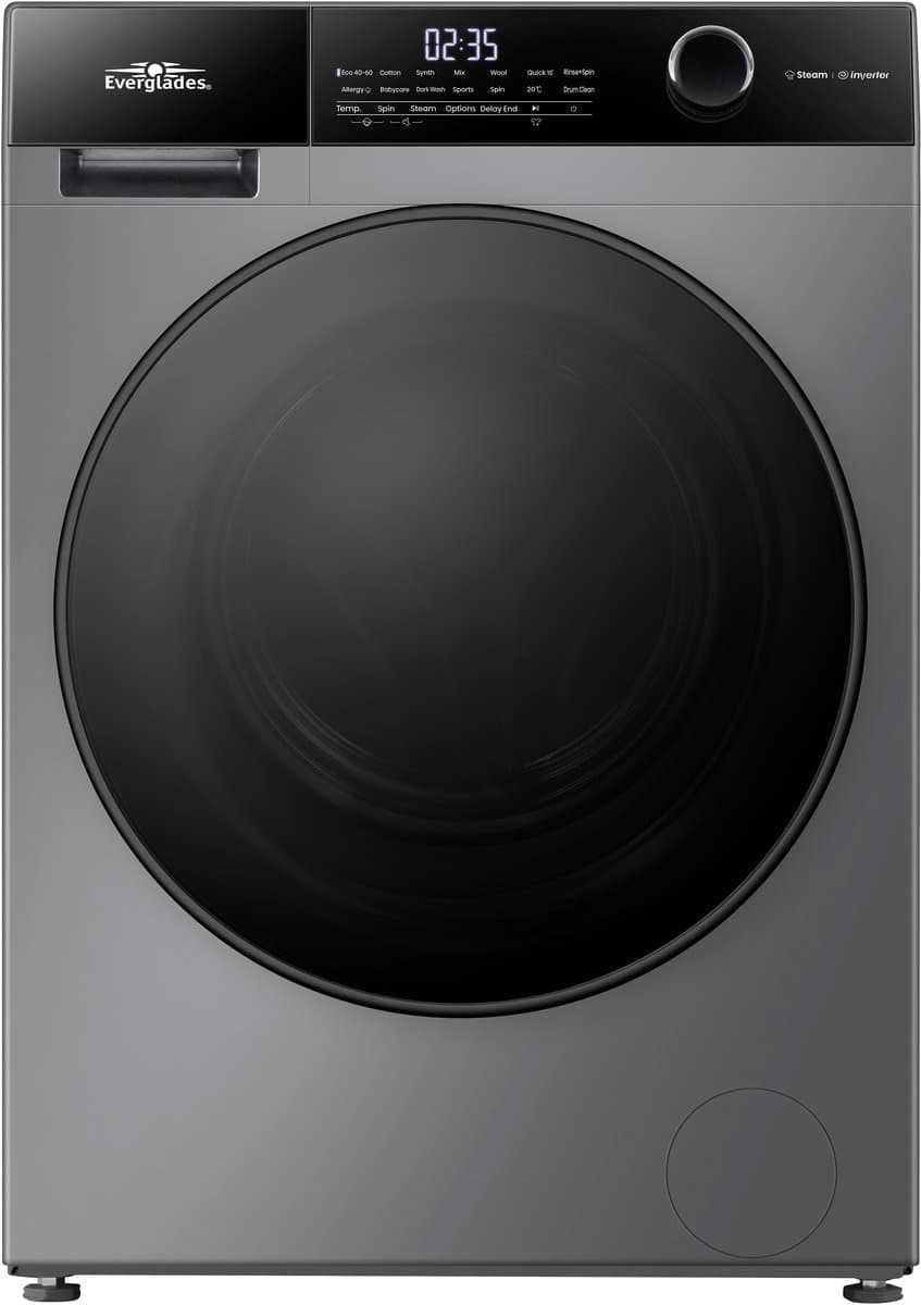 Everglades EVWM91422AG - Wasmachine 9KG - Titanium Gray - Energieklasse A-20% - Stoomfunctie - 15 Programma's - 5 Jaar Garantie