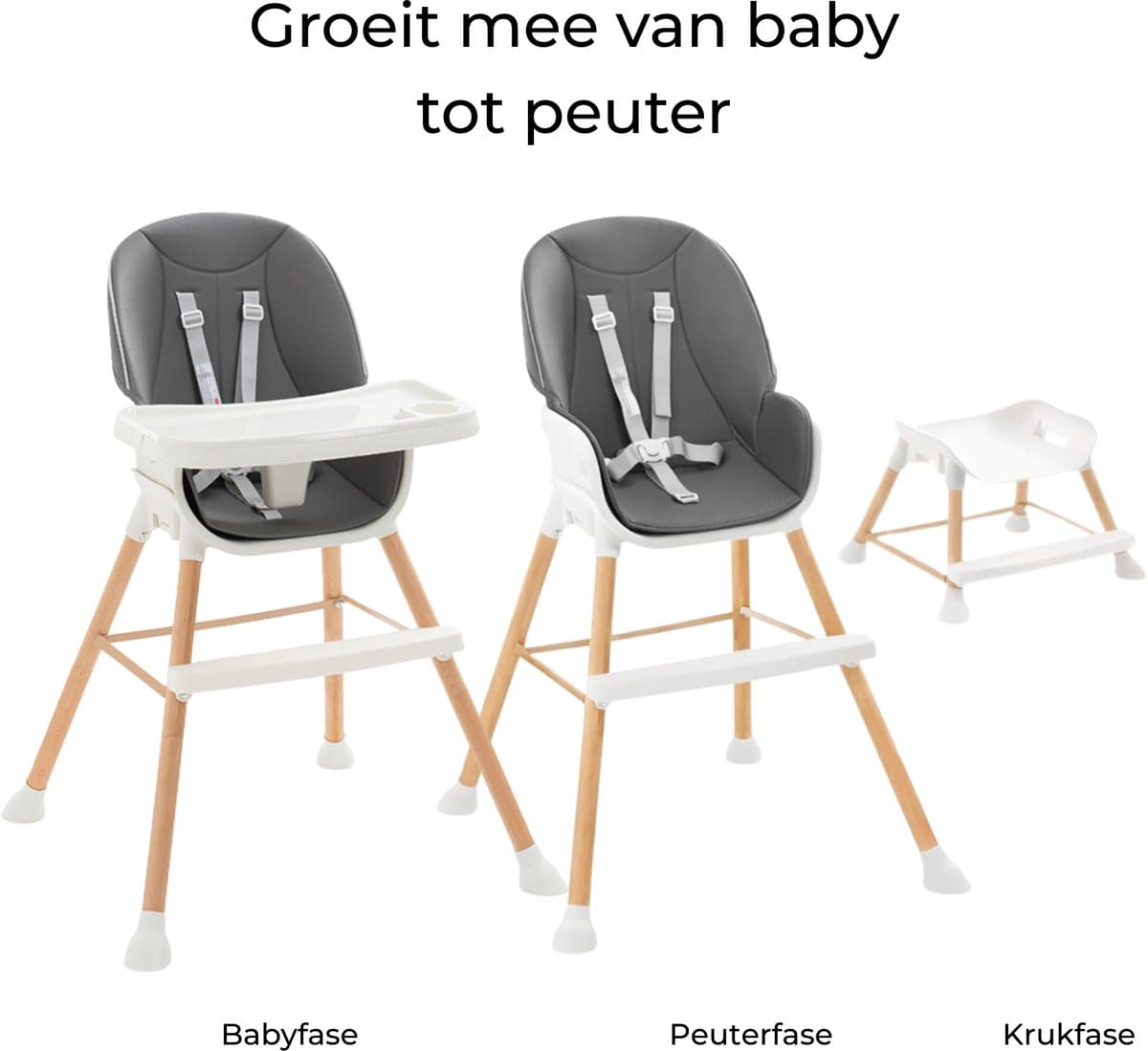 Tissy meegroei kinderstoel - in hoogte verstelbaar grijs