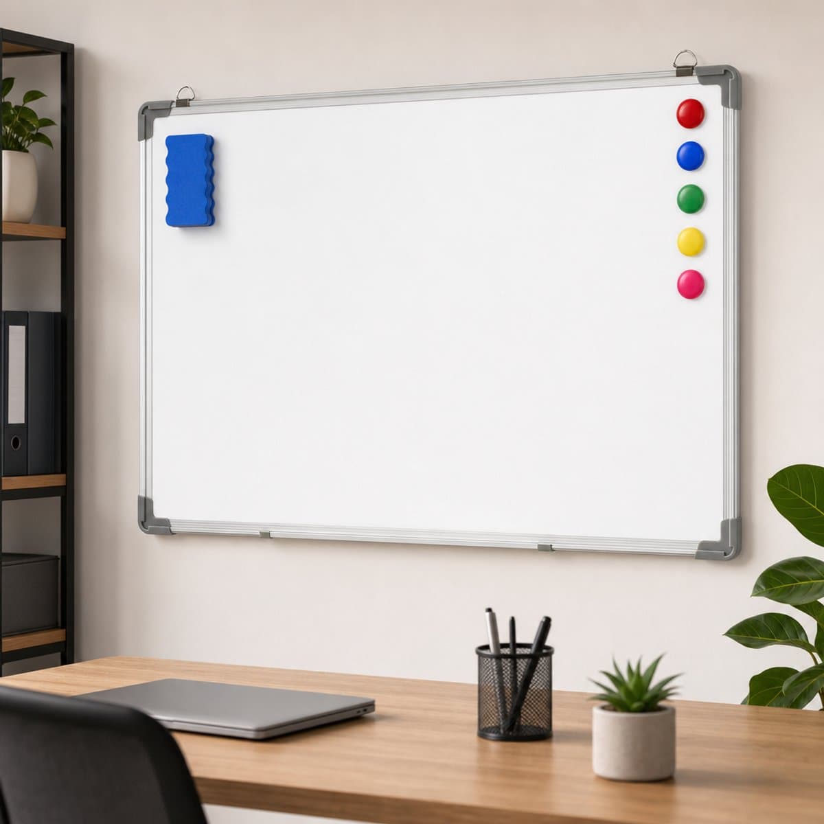 Magnetisch Whiteboard - 60x90 cm - Inclusief 4 Markers, 12 Magneten & Wissers - Kantoor & Home Office thumbnail 4