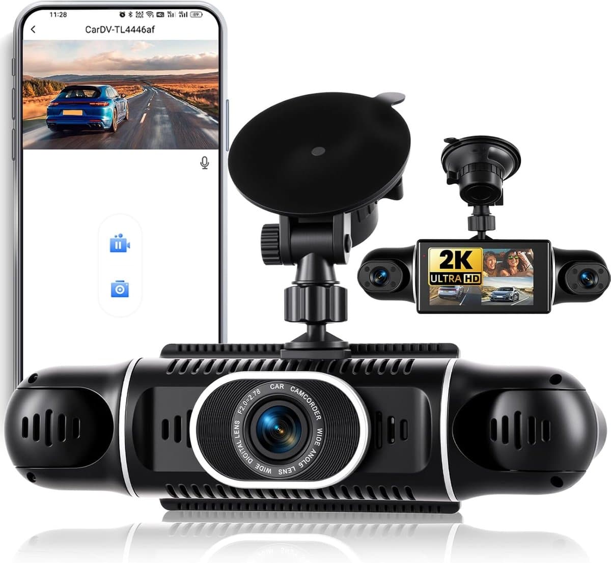 Thijox - 2K Dashcam Auto Achter 4 Kanalen 360 Graden met APP, Nachtzicht IR, Loopopname, G-Sensor, Parkeerhulp en 24-uurs Parkeermodus