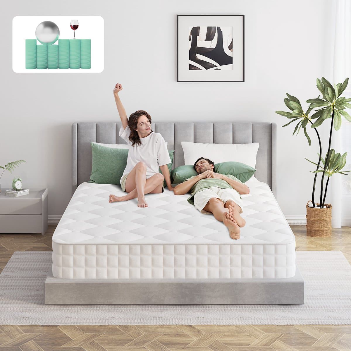 Saikefy Matras 160x200 tweepersoons - 22cm - Pocketvering Matras - 7-Zones - Orthopedisch - Afritsbaar en wasbaar hoeslaken - Anti-Allergie - Traagschuim - Gemiddelde Stevigheid thumbnail 2