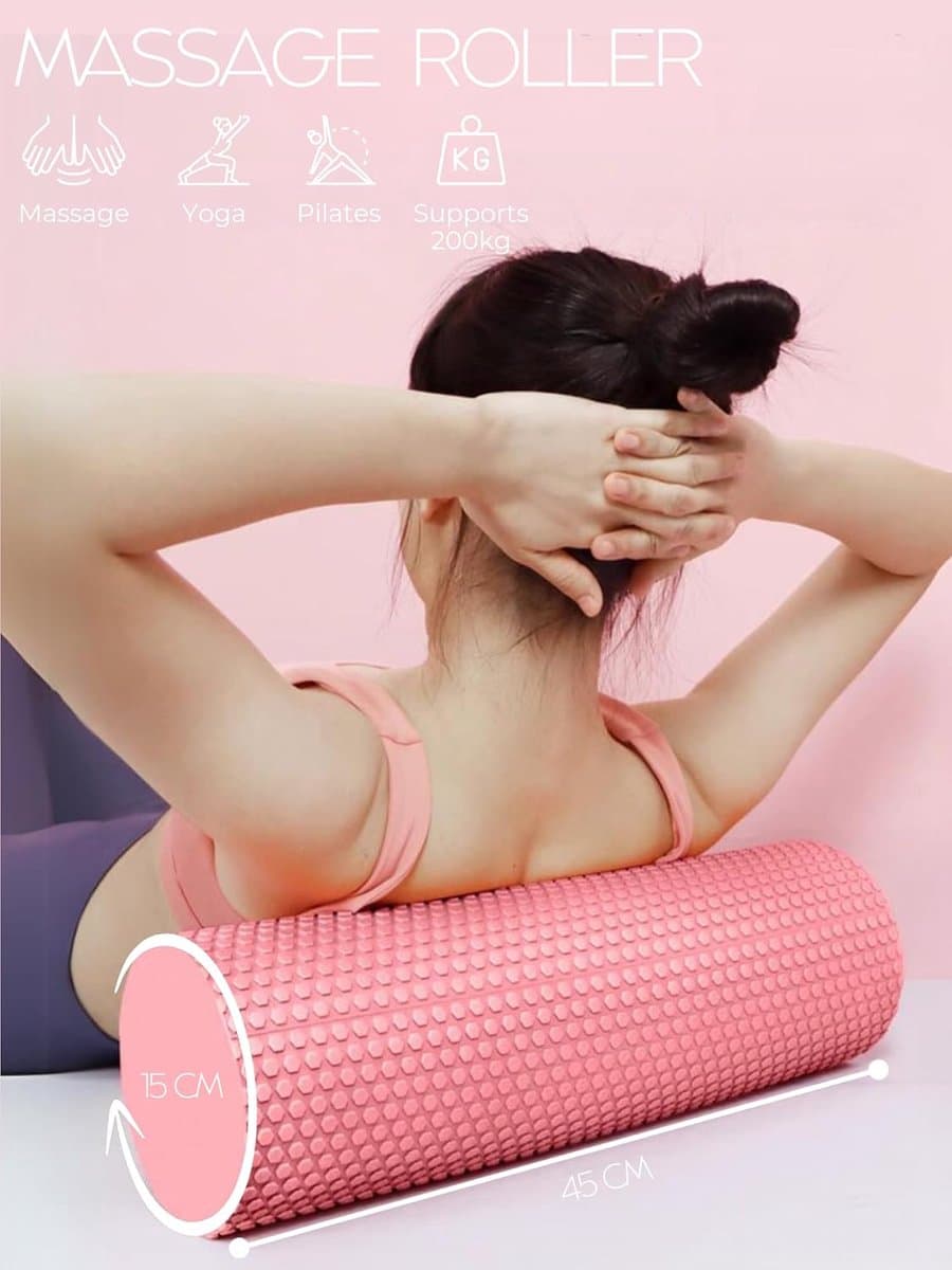 Foam Roller - Schuimrubber rol Massagerol - Spierherstel Yoga - 3D Antislip Oppervlak - 45x15cm - Meerdere Kleuren thumbnail 8