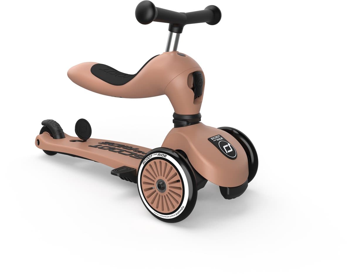Scoot & Ride Highwaykick 1 Push & Go - 2-in-1 Kinderstep met duwstang - Step & Loopfiets 2-in-1, 3 wielen - Duwstang 3 hoogtes, afneembare voetsteunen - 1-5 jaar, max 20/50 kg - Mocha thumbnail 3