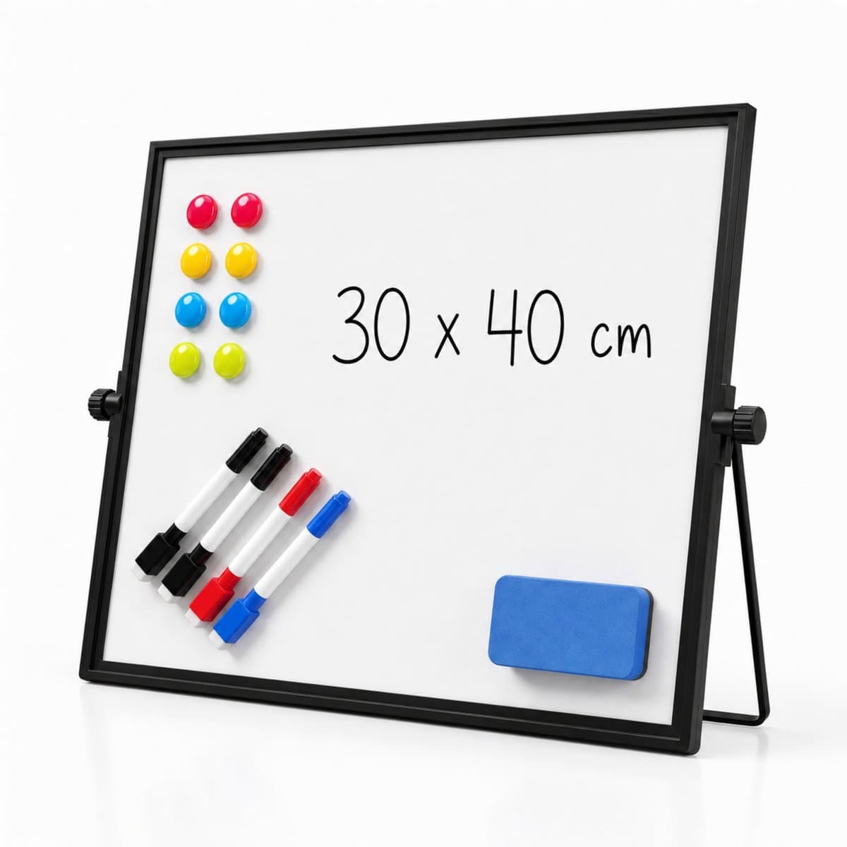 ACAZA Whiteboard - Magnetisch - 30 x 40 cm - Met Statief - Magneetbord - Weekplanner - Inclusief 8 Magneten, 4 Stiften, Wisser en Pennenbakje - Weekplanner Whiteboard - Maandplanner - Memobord - afbeelding 1