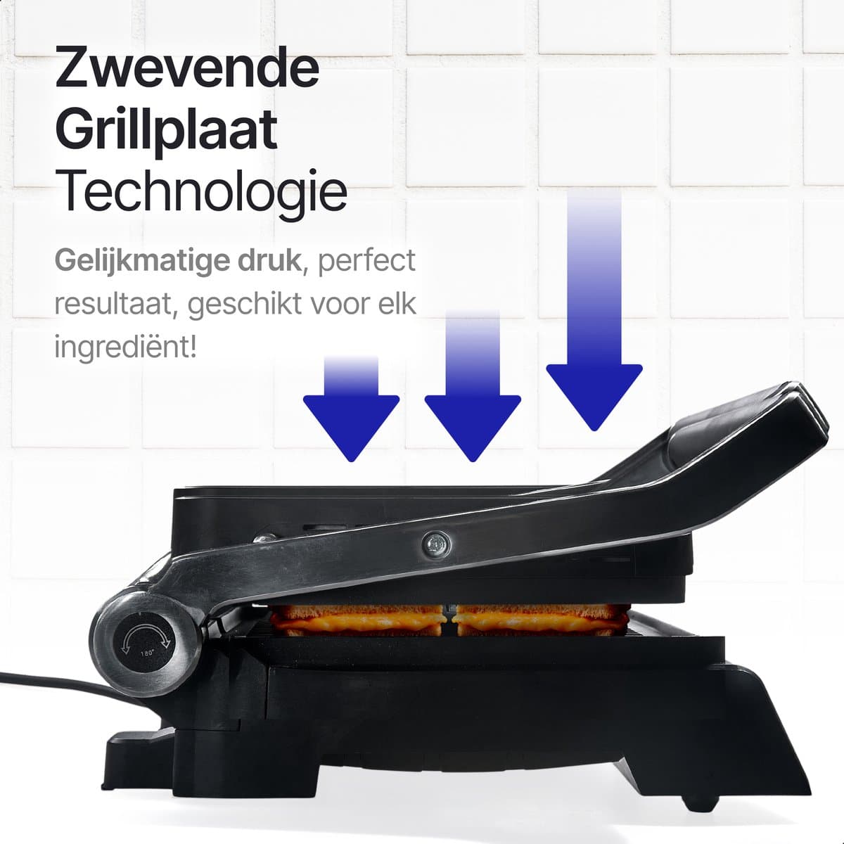 Rurido XL Tosti Apparaat 2000W – Uitneembare Platen & Vaatwasserbestendig – Groot Grilloppervlak – 180° Openklapbaar – Contactgrill – Panini Grill – Grill Apparaat – Tosti ijzer thumbnail 3