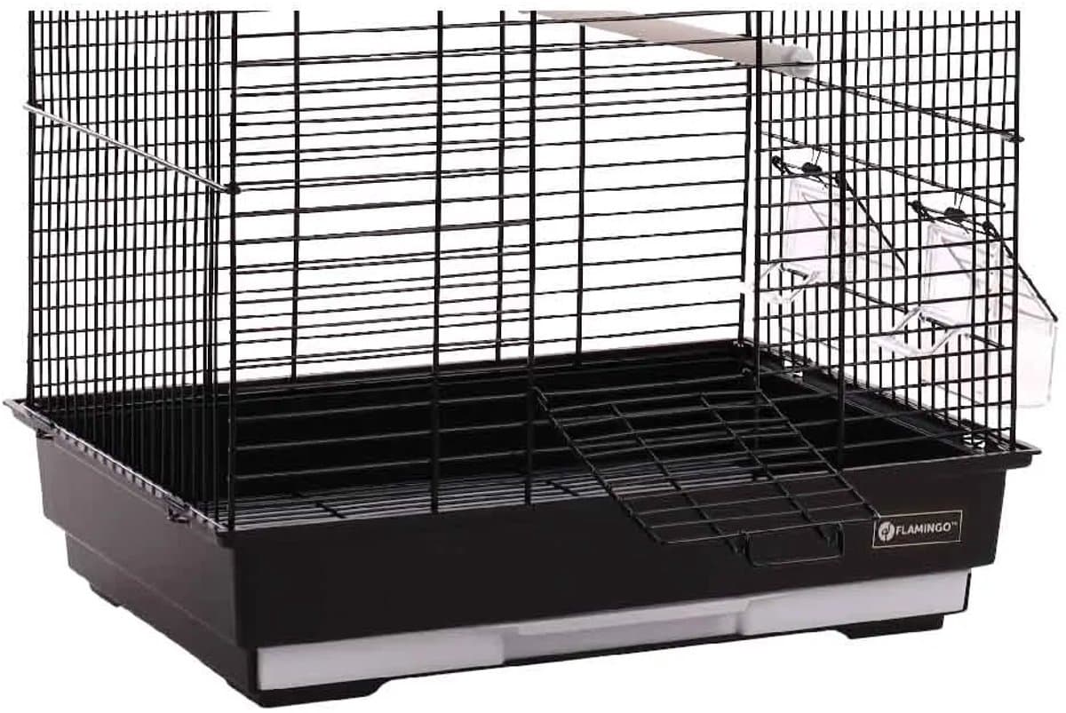 Flamingo Parkietenkooi Bali Zwart - 42x30x57,5cm, metaal met accessoires