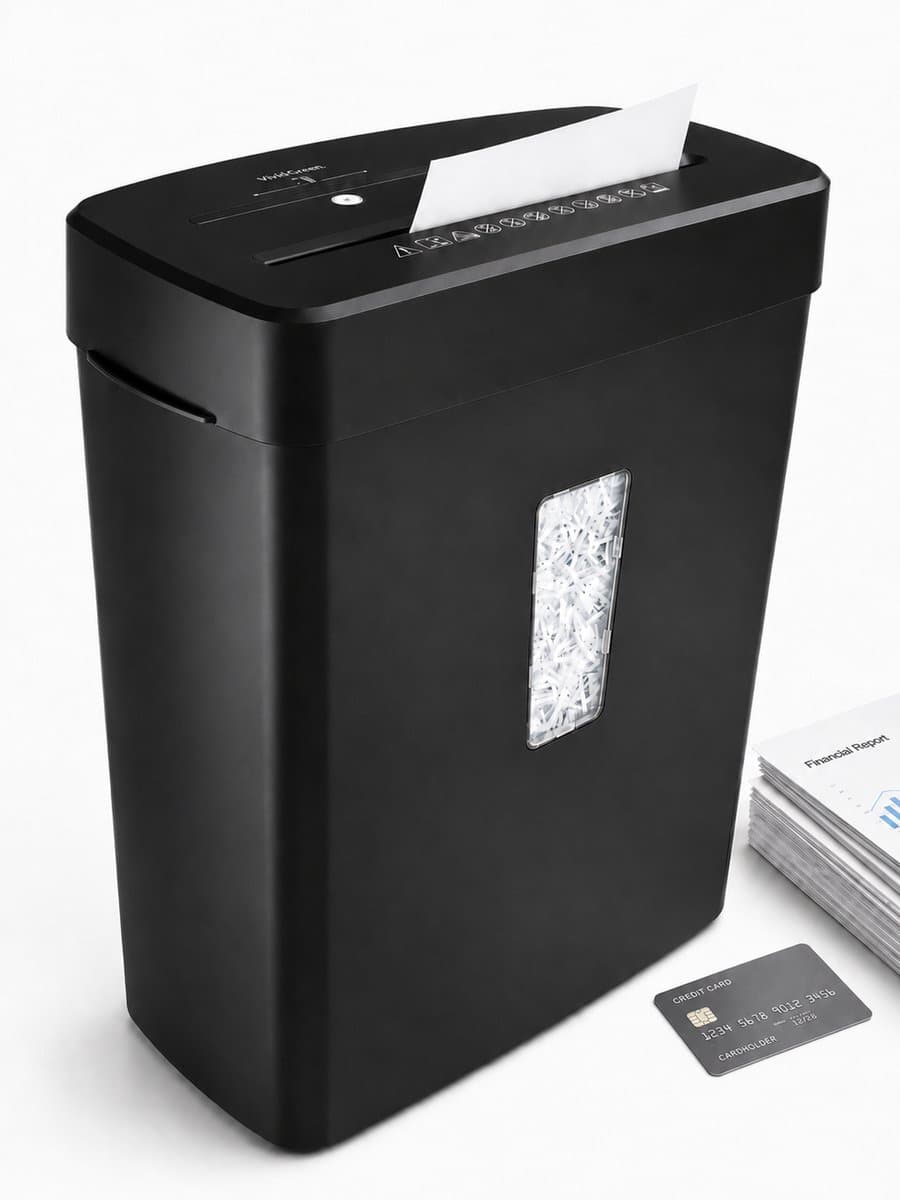 Papierversnipperaar - 13L - P4 Cross Cut - 8 A4 vellen - Creditcard Vernietiger - Zwart - Vivid Green