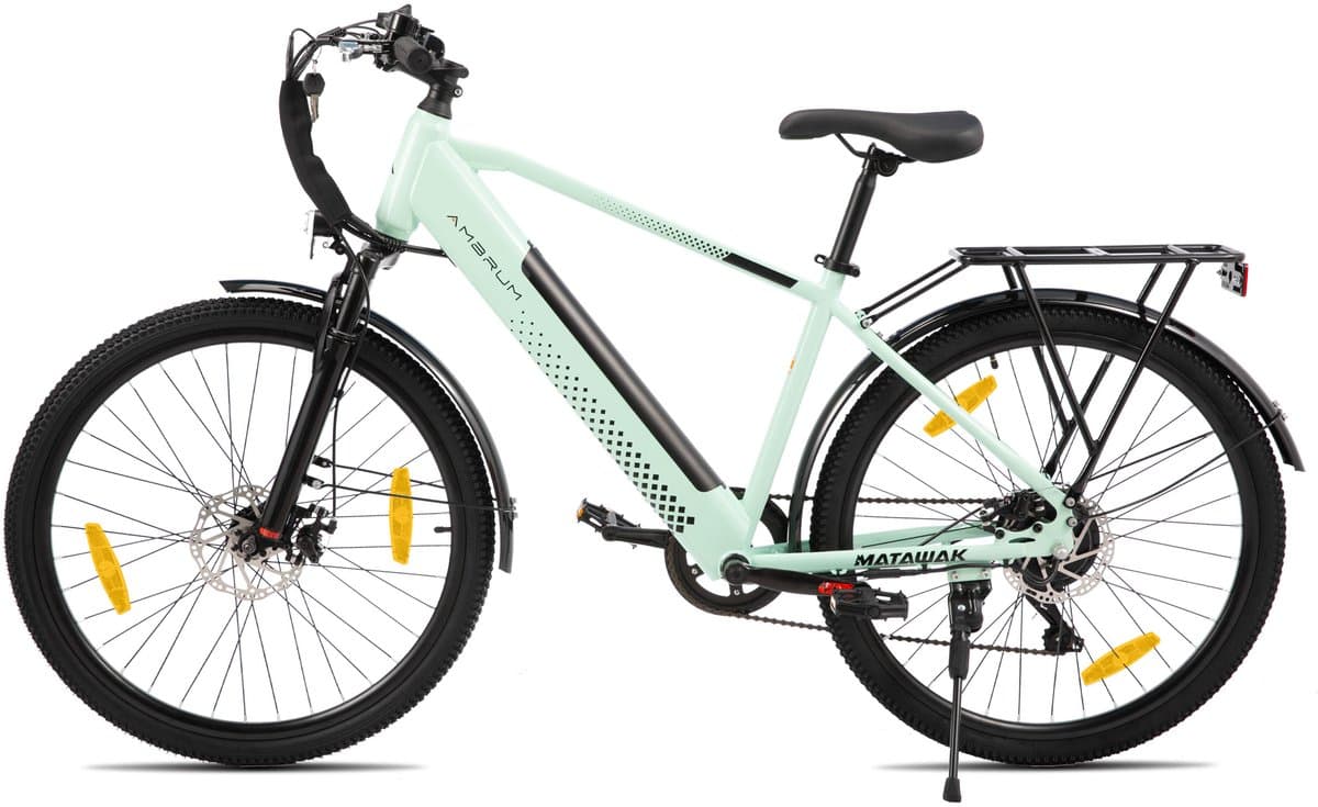 HILAND Matawak elektrische stadsfiets - 26 inch - 250W motor - 60km actieradius - 36V 10.4Ah accu - Shimano 7-versnellingen - Unisex -Mintgroen thumbnail 7