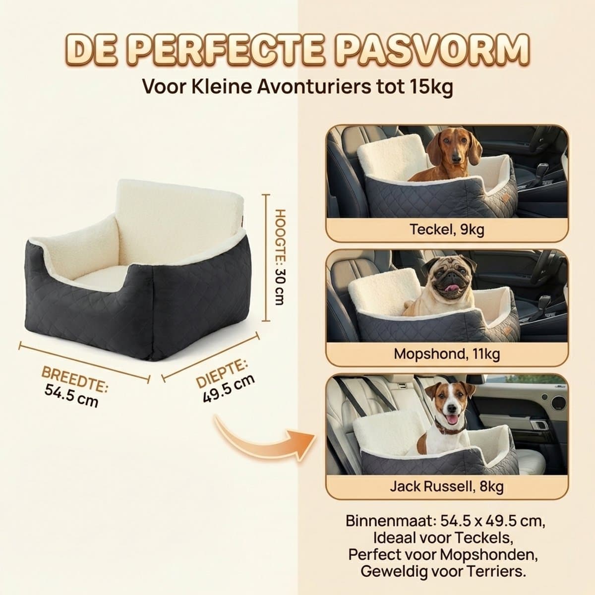 Pawhaven Wasbare Autostoel Hond met Gordel - Hondenmand Auto voor in de Auto en Achterbank - Automand Honden - Hondenstoel - Hondenmand thumbnail 6