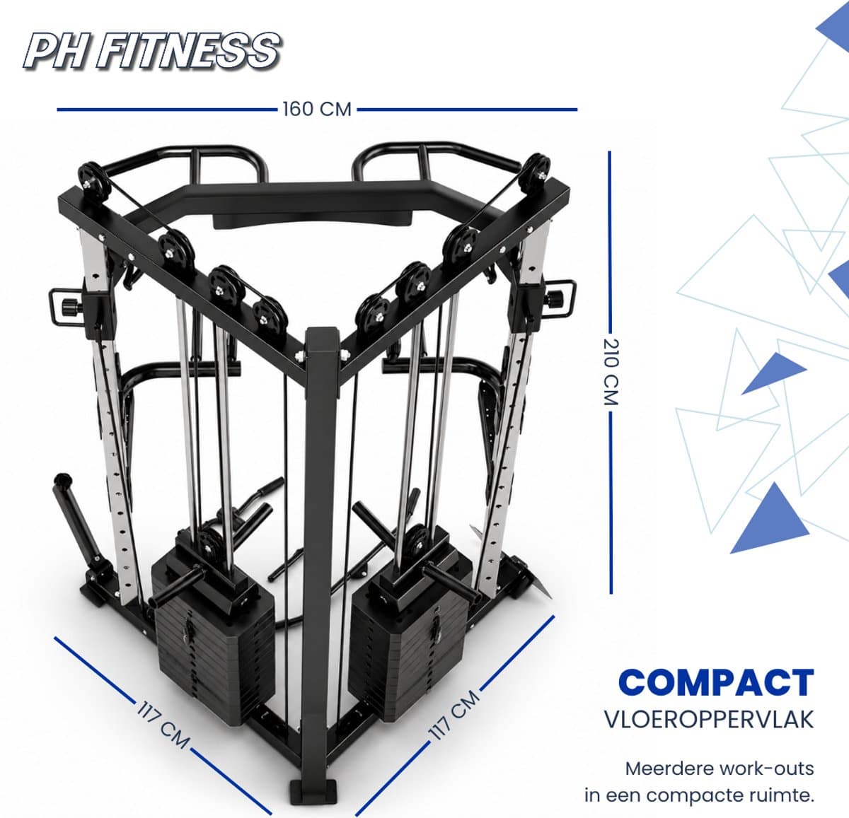 PH Fitness V-Frame Cable Crossover – Dubbele Pulley Krachtstation – 160KG Gewichtstapels – Full Body Rack – Compact & Professioneel – Home Gym thumbnail 8
