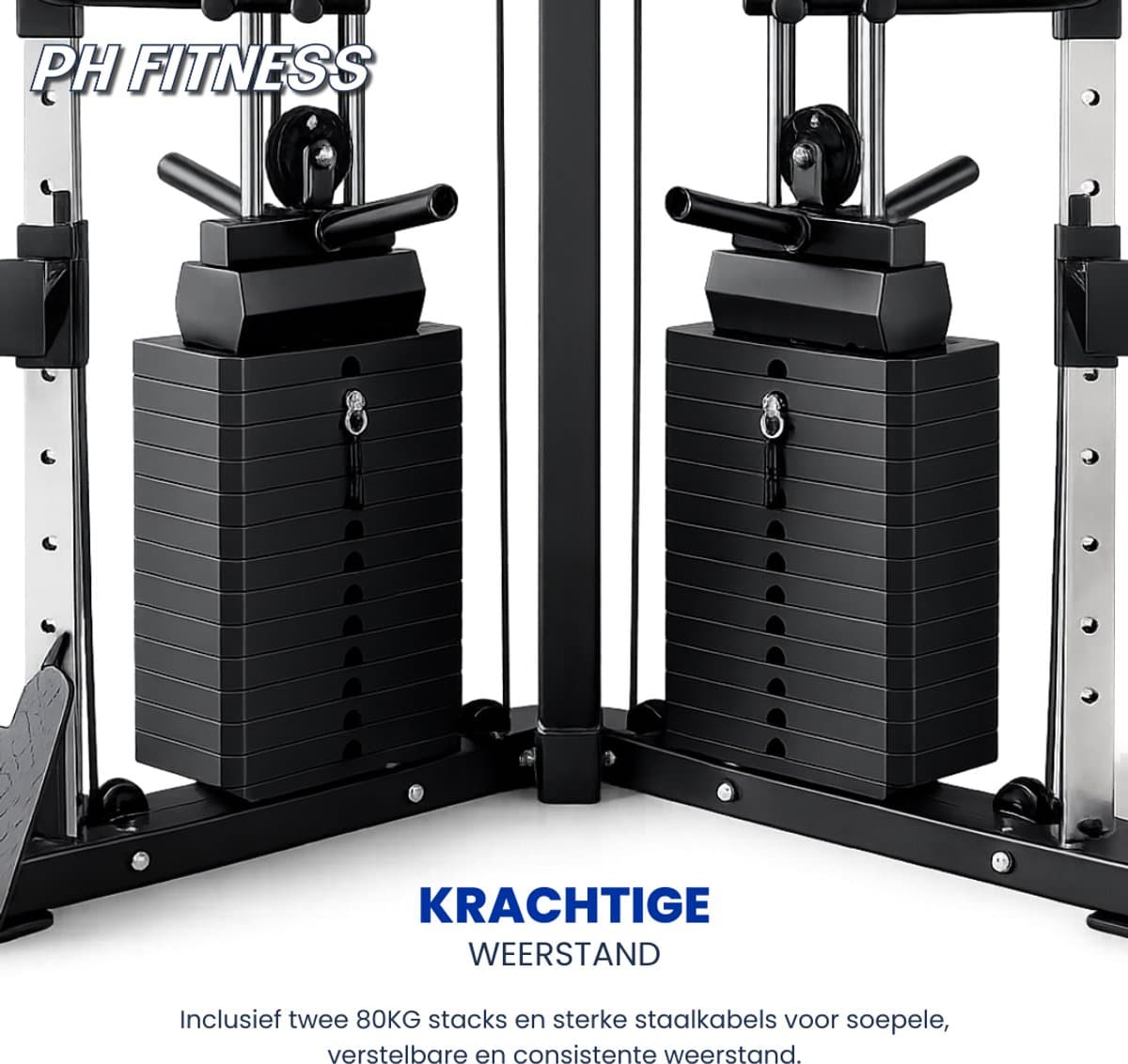 PH Fitness V-Frame Cable Crossover – Dubbele Pulley Krachtstation – 160KG Gewichtstapels – Full Body Rack – Compact & Professioneel – Home Gym thumbnail 5
