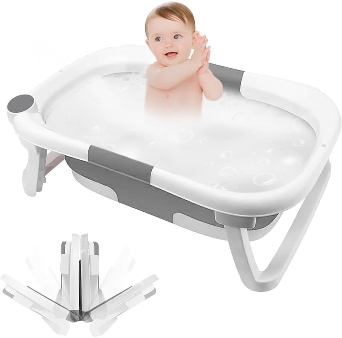 Opvouwbare Babybadkuip - Draagbaar Babybad - Baby Verzorging - Antislip Ontwerp - 63 x 43 x 20 cm - Grijs