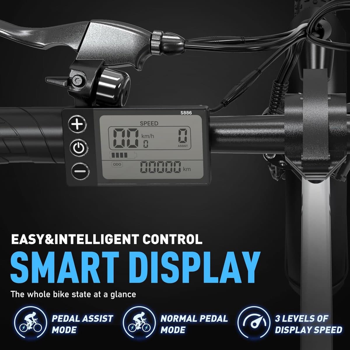 Elektrische Fiets Colorway BK11MS - 20*3.0 Inch Fat Tire City Commuter EBike met Afneembare 36V 12Ah Lithium Batterij - Opvouwbaar Mountain E-Bike met 250W Motor thumbnail 4