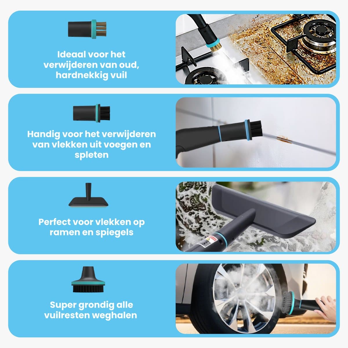 Kymo Stoomreiniger Pro - Handstomer - Tapijtreiniger - Handstoomreiniger - Vlekkenreiniger voor Vloer en Badkamer - Kledingstomer - Keuken Stoomreiniger - 1500W - 4 Bar Stoomdruk - Meubelreiniger thumbnail 5