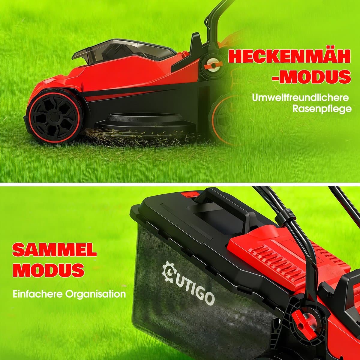 Accu Grasmaaier 21 V OUTIGO, maaibreedte 33 cm, tot 250 m², opvangbak 32 l, maaihoogte 25-65 mm, mulchfunctie, incl. 5,0 Ah accu thumbnail 8