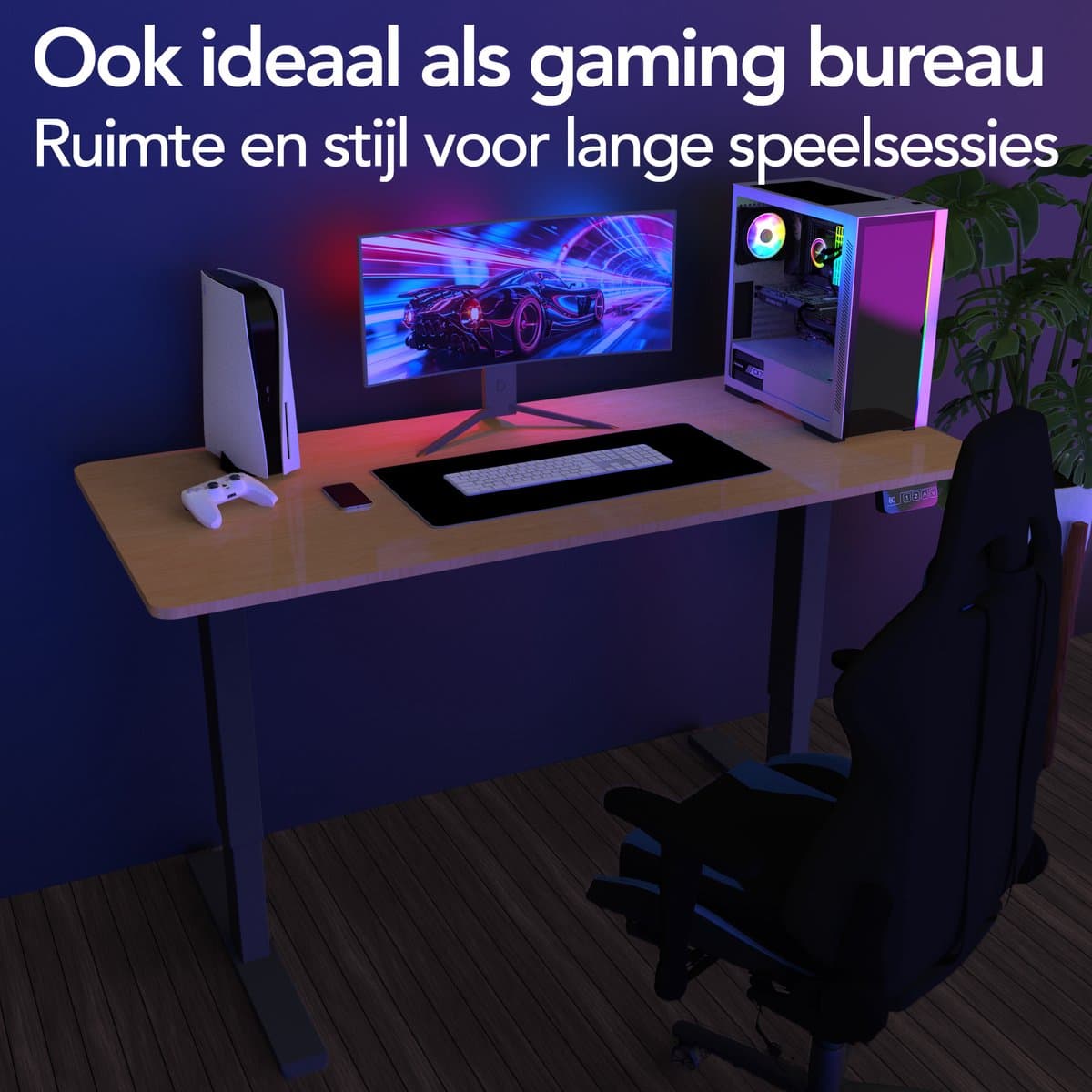 Infinity Goods Zit Sta Bureau - Elektrisch Verstelbaar In Hoogte - 140 x 60 CM - Geheugenfunctie - Bruin thumbnail 6