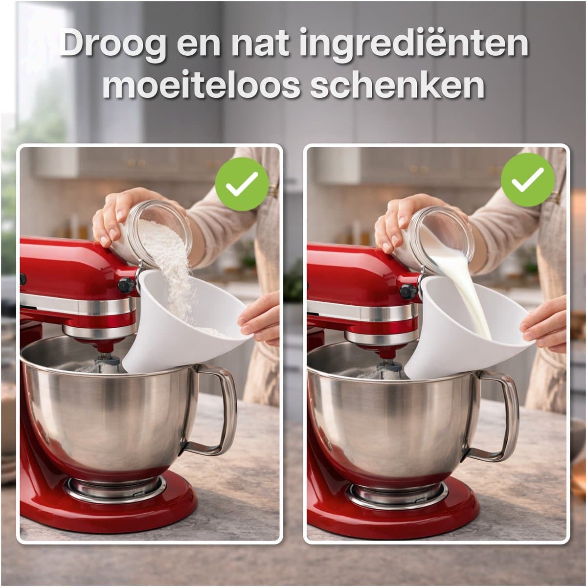 Meeltrechter voor KitchenAid 4,5–5 Quart Tilt-Head Stand Mixers Artisan & Classic Series van MMOBIEL – Anti-Spat Opzetstuk, Hands-Free, Voor Droge & Vloeibare Ingrediënten – Vaatwasmachinebestendig thumbnail 6