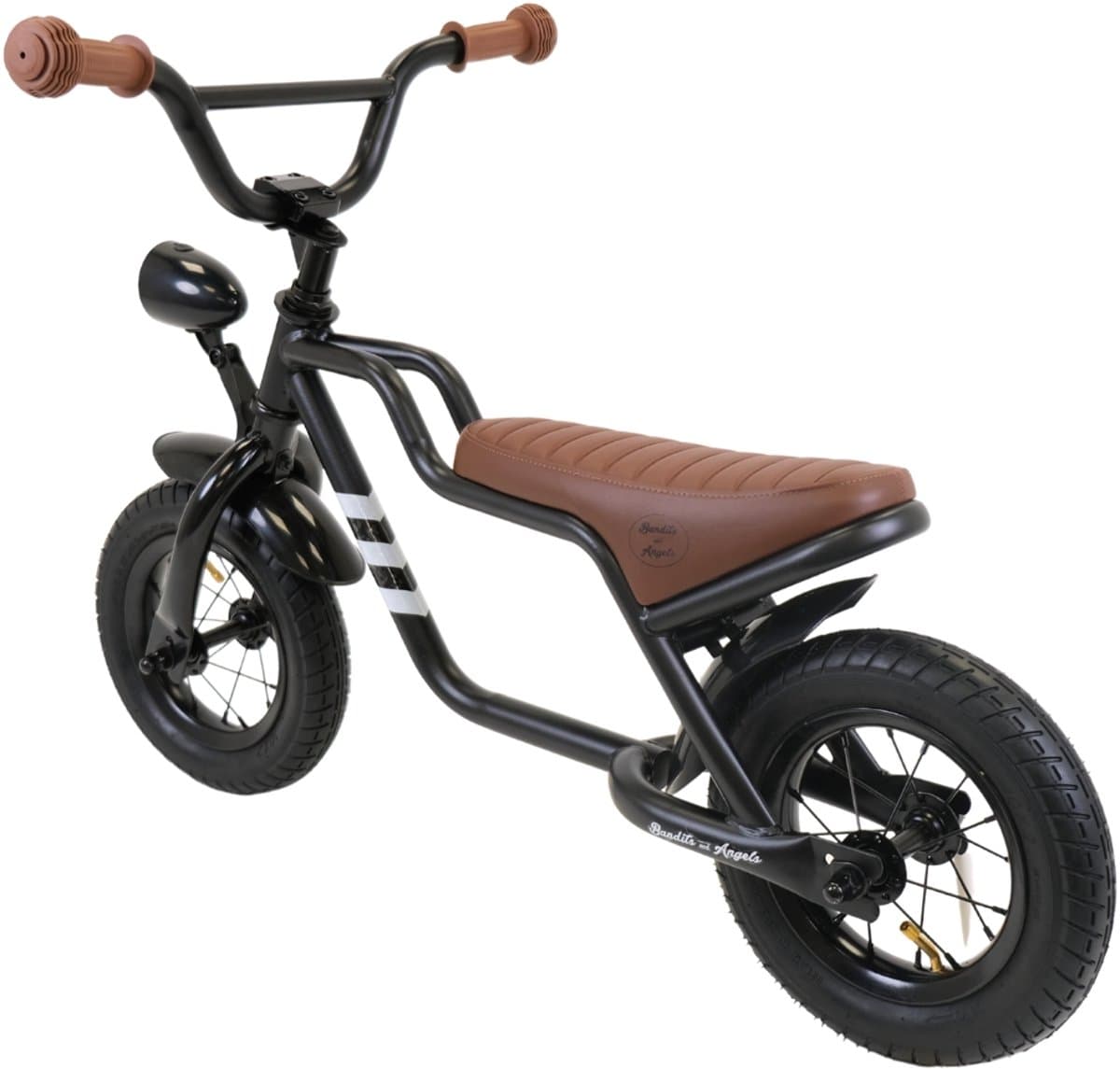 Bandits & Angels Loopfiets Fatbike Zwart vanaf 2 Jaar voor Jongens en Meisjes - Unieke Loopfiets - Metaal - Zwarte Loop Fiets - Met Werkende Koplamp thumbnail 5