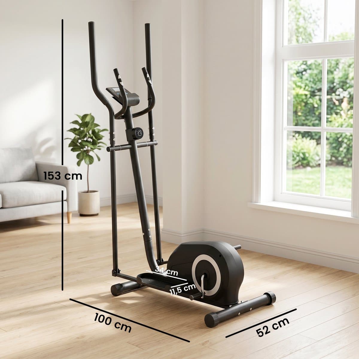 SPORTNOW Crosstrainer - Staal, Kunststof - 100 x 52 x 153 cm - Grijs thumbnail 3
