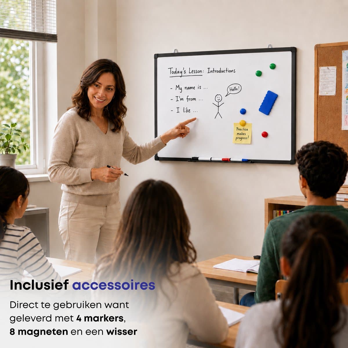ACAZA Whiteboard - Magnetisch - 40 x 60 cm - Magneetbord - Weekplanner - Inclusief 8 Magneten, 4 Stiften, Wisser en Pennenbakje - Whiteboard Stiften - Weekplanner Whiteboard - Maandplanner - Magneten Whiteboard - Memobord thumbnail 7